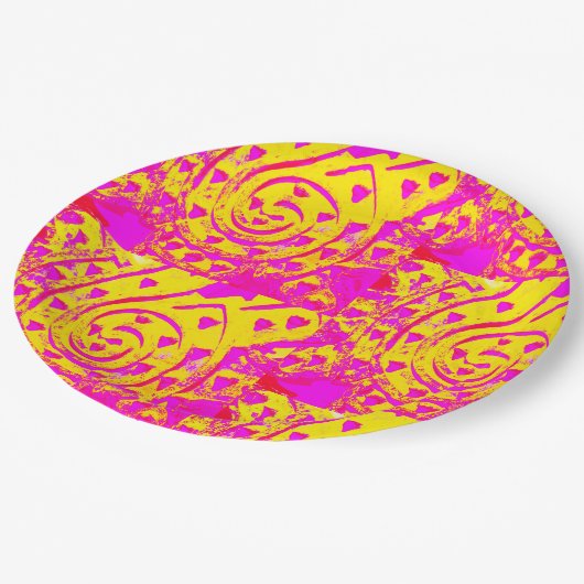 Spirale vlam! papieren bordje (Gekanteld)