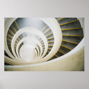 Spirale zwarte en witte trappen poster