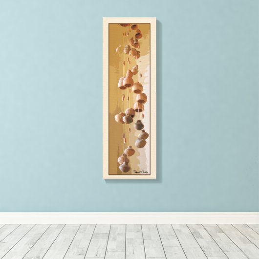 Spiraled Clay Wind Chimes still Life Canvas Afdruk (Insitu (Houten vloer))