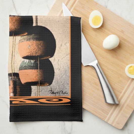 Spiraled Clay Wind Chimes still Life Theedoek (Quarter Fold)