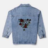 Spiraled Splendor: een Rozen wijnstokverhaal Denim Jacket (Achterkant)