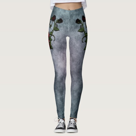 Spiraled Splendor: een Rozen wijnstokverhaal Leggings (Voorkant)