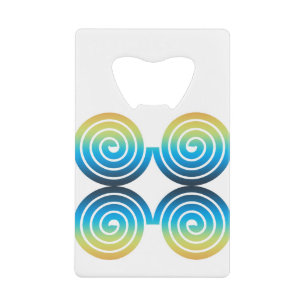 SPIRALEN BLAUW GROEN PATROON CREDITKAART FLESSENOPENER