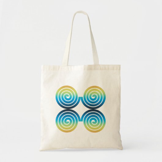 SPIRALEN BLAUW GROEN PATROON TOTE BAG (Voorkant)