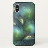 Spiralen Blauwgroen Beige Groen Abstract Fractal A Case-Mate iPhone Case (Achterkant)
