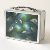 Spiralen Blauwgroen Beige Groene Abstracte Fractal (Voorkant)