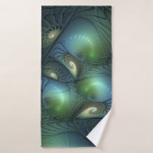 Spiralen Blauwgroen Beige Groene Abstracte Fractal Badhanddoek (Badhanddoek)