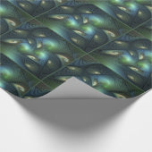 Spiralen Blauwgroen Beige Groene Abstracte Fractal Cadeaupapier (Hoek)