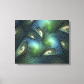 Spiralen Blauwgroen Beige Groene Abstracte Fractal Canvas Afdruk (Voorkant)