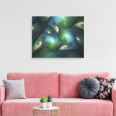 Spiralen Blauwgroen Beige Groene Abstracte Fractal Canvas Afdruk (Insitu (Woonkamer))