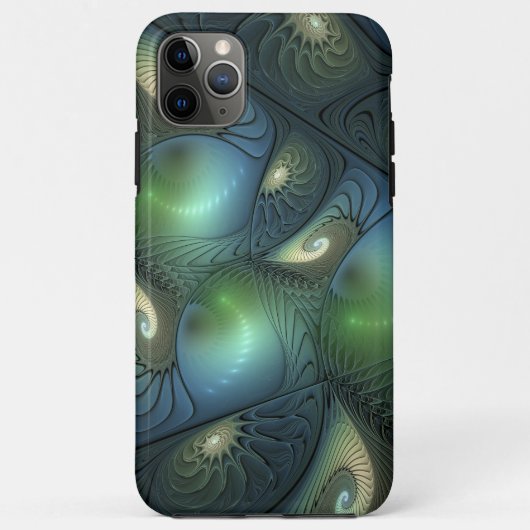 Spiralen Blauwgroen Beige Groene Abstracte Fractal Case-Mate iPhone Case (Achterkant)