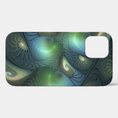 Spiralen Blauwgroen Beige Groene Abstracte Fractal Case-Mate iPhone Case (Achterkant (horizontaal))