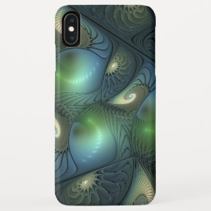 Spiralen Blauwgroen Beige Groene Abstracte Fractal Case-Mate iPhone Case