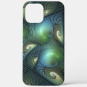 Spiralen Blauwgroen Beige Groene Abstracte Fractal Case-Mate iPhone Case (Achterkant)