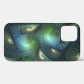 Spiralen Blauwgroen Beige Groene Abstracte Fractal Case-Mate iPhone Case (Achterkant (horizontaal))