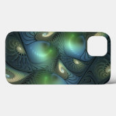 Spiralen Blauwgroen Beige Groene Abstracte Fractal Case-Mate iPhone Case (Achterkant (horizontaal))