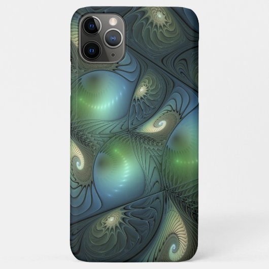 Spiralen Blauwgroen Beige Groene Abstracte Fractal Case-Mate iPhone Case (Achterkant)