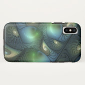 Spiralen Blauwgroen Beige Groene Abstracte Fractal Case-Mate iPhone Case (Achterkant (horizontaal))