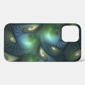 Spiralen Blauwgroen Beige Groene Abstracte Fractal Case-Mate iPhone Case (Achterkant (horizontaal))