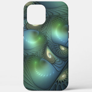 Spiralen Blauwgroen Beige Groene Abstracte Fractal Case-Mate iPhone Case