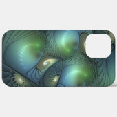 Spiralen Blauwgroen Beige Groene Abstracte Fractal Case-Mate iPhone Case (Achterkant (horizontaal))