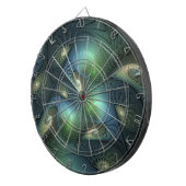 Spiralen Blauwgroen Beige Groene Abstracte Fractal Dartbord (Voorkant Rechts)