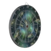 Spiralen Blauwgroen Beige Groene Abstracte Fractal Dartbord (Voorkant Links)