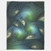 Spiralen Blauwgroen Beige Groene Abstracte Fractal Fleece Deken (Voorkant)