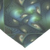 Spiralen Blauwgroen Beige Groene Abstracte Fractal Korte Tafelloper (Hoek)