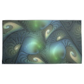 Spiralen Blauwgroen Beige Groene Abstracte Fractal Kussensloop (Voorkant-Rechts)