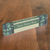 Spiralen Blauwgroen Beige Groene Abstracte Fractal Naambordje (Zijkant)