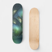Spiralen Blauwgroen Beige Groene Abstracte Fractal Persoonlijk Skateboard (Voorkant)