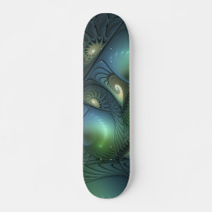 Spiralen Blauwgroen Beige Groene Abstracte Fractal Persoonlijk Skateboard