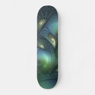 Spiralen Blauwgroen Beige Groene Abstracte Fractal Persoonlijk Skateboard