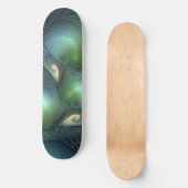 Spiralen Blauwgroen Beige Groene Abstracte Fractal Persoonlijk Skateboard (Voorkant)