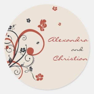 Spiralen & Bloemen Bruiloft Save The Date Ronde Sticker