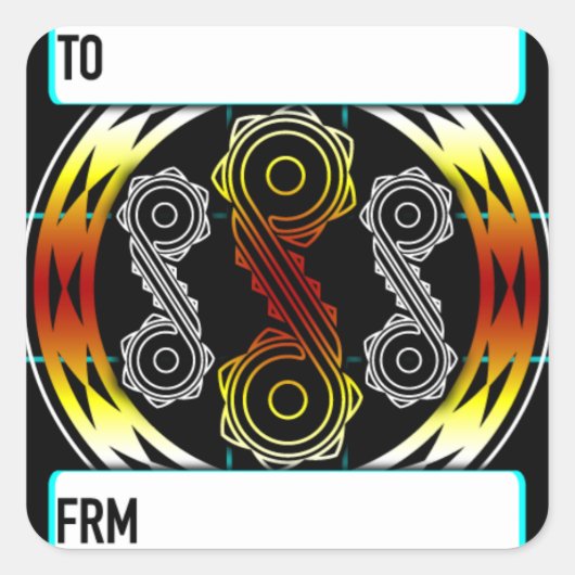 Spiralen en diamanten in sterburst vierkante sticker (Voorkant)