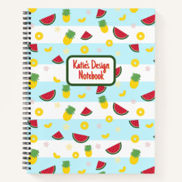 Spiralen notitieboek | ananas watermeloen patroon
