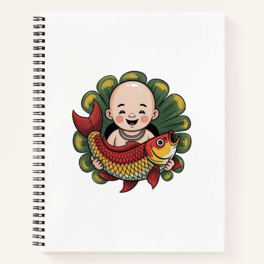 Spiralen notitieboek | Schattigee jongen met Lucky (Voorkant)