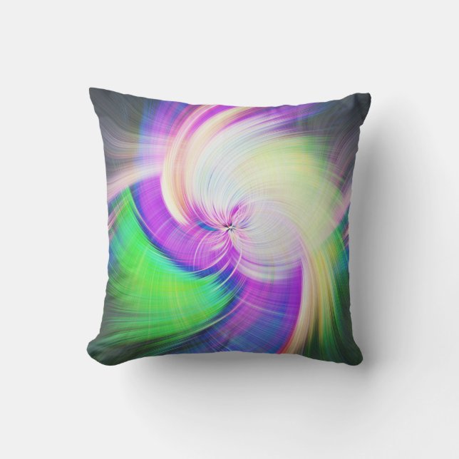 SPIRALFLUO - Psychedelic Colorful Modern Fractal - Buitenkussen (Voorkant)