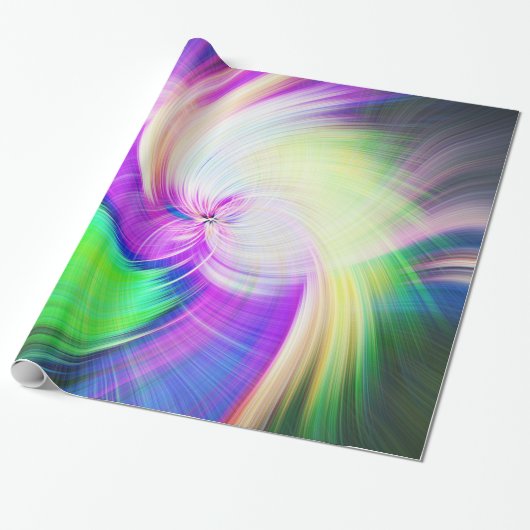 SPIRALFLUO - Psychedelic Colorful Modern Fractal - Cadeaupapier (Uitgerold)