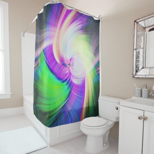SPIRALFLUO - Psychedelic Colorful Modern Fractal - Douchegordijn (In situ)