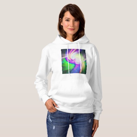 SPIRALFLUO - Psychedelic Colorful Modern Fractal - Hoodie (Voorkant volledig)