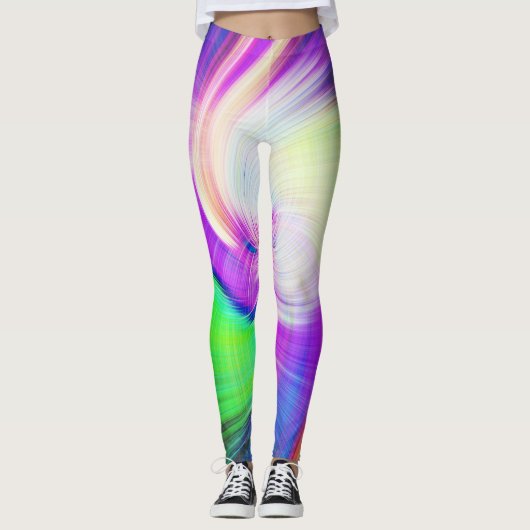 SPIRALFLUO - Psychedelic Colorful Modern Fractal - Leggings (Voorkant)