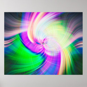 SPIRALFLUO - Psychedelic Colorful Modern Fractal - Poster
