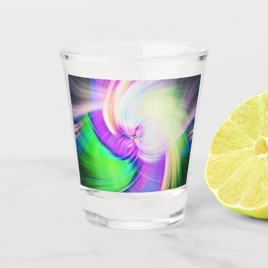 SPIRALFLUO - Psychedelic Colorful Modern Fractal - Shot Glas (Voorkant)