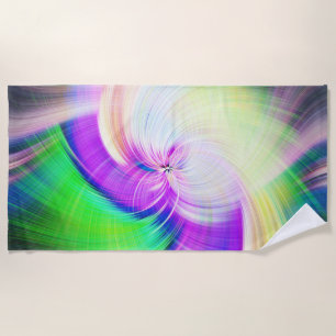 SPIRALFLUO - Psychedelic Colorful Modern Fractal - Strandlaken