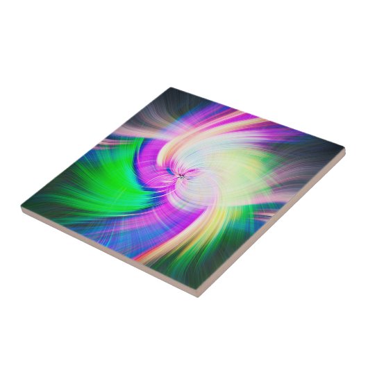SPIRALFLUO - Psychedelic Colorful Modern Fractal - Tegeltje (Zijkant)