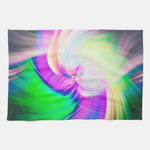 SPIRALFLUO - Psychedelic Colorful Modern Fractal - Theedoek
