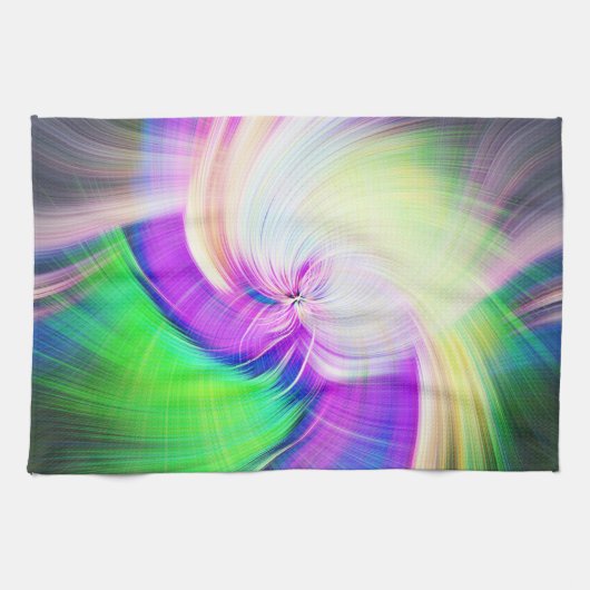 SPIRALFLUO - Psychedelic Colorful Modern Fractal - Theedoek (Horizontaal)